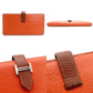HERMES Béan Soufflé Orange × Brown Leather Silver Hardware Q Stamped Long Wallet Wallet 7-10-472