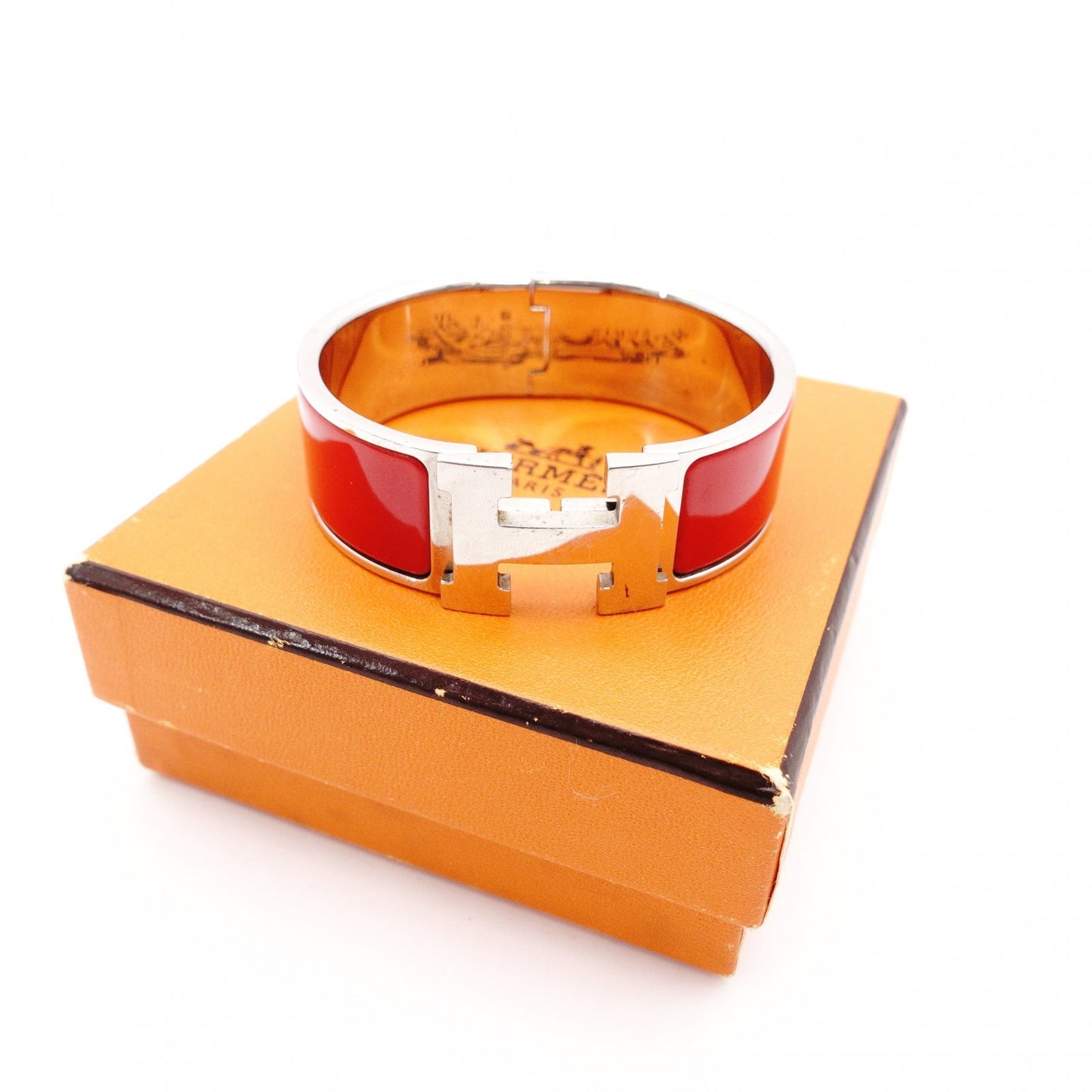 Hermès Click H Bracelet Metal Silver Red