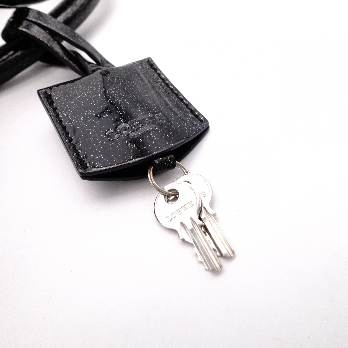 LOEWE Amazonas 28 Handbag, Patent Leather, Black with Glitter Charm