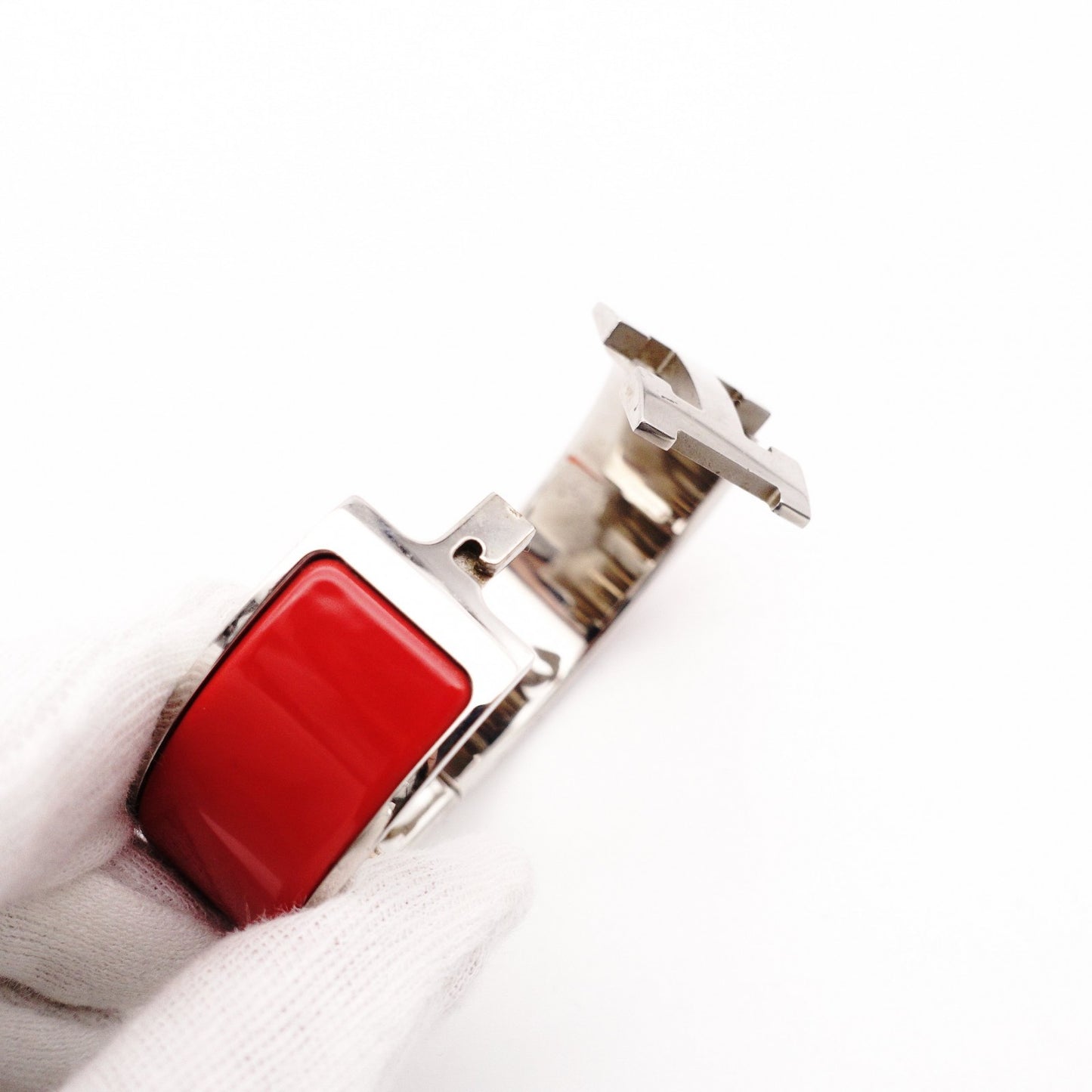 Hermès Click H Bracelet Metal Silver Red