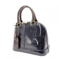 LOUIS VUITTON Alma BB Monogram Vernis Handbag, PVC, Navy, 2-Way