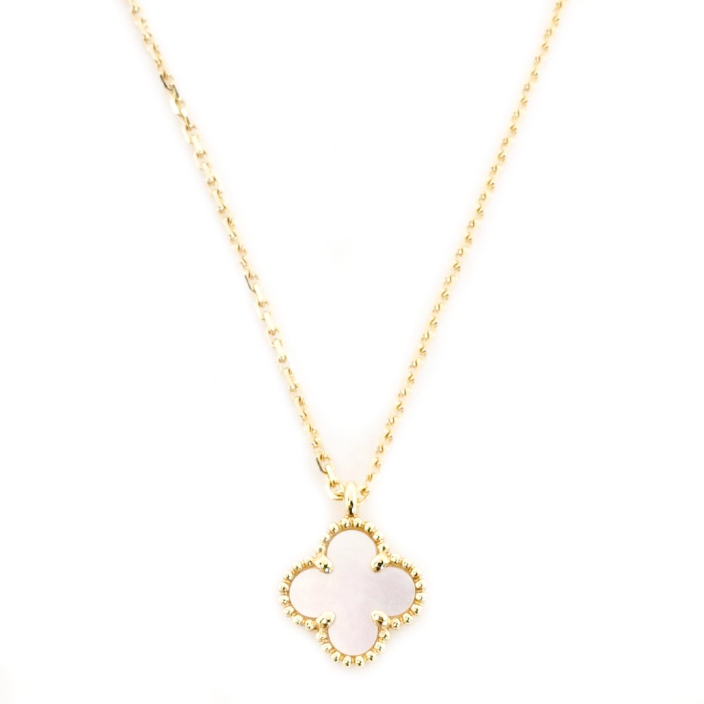 Van Cleef & Arpels Sweet Alhambra Shell 18K Au750 Gold Necklace Pendant Approx. 2.9g 7-2-291