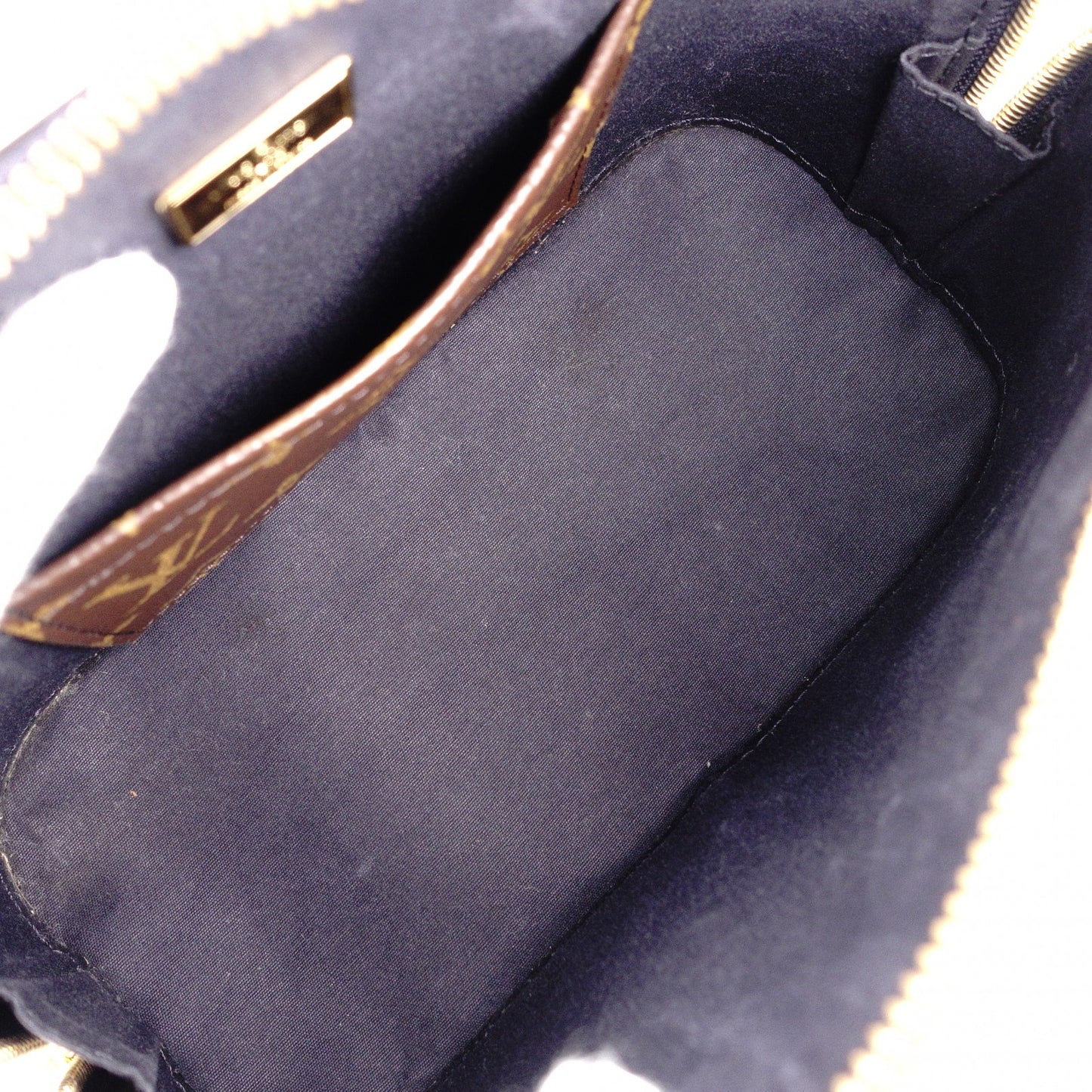 LOUIS VUITTON Alma BB Monogram Vernis Handbag, PVC, Navy, 2-Way