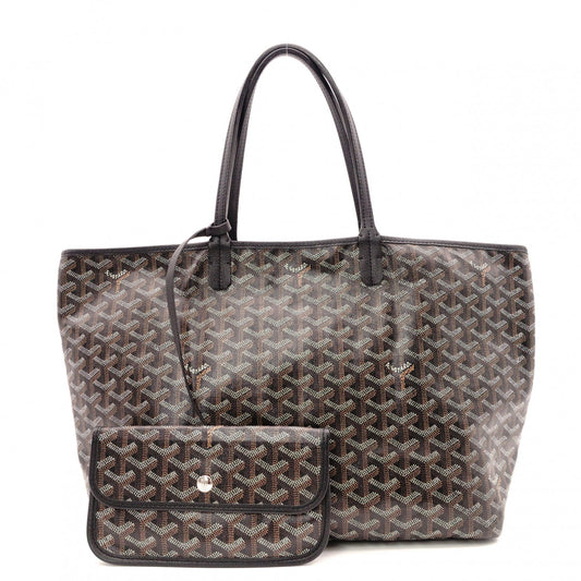 GOYARD Saint Louis PM Tote Bag, PVC and Leather, Black, Shoulder Bag