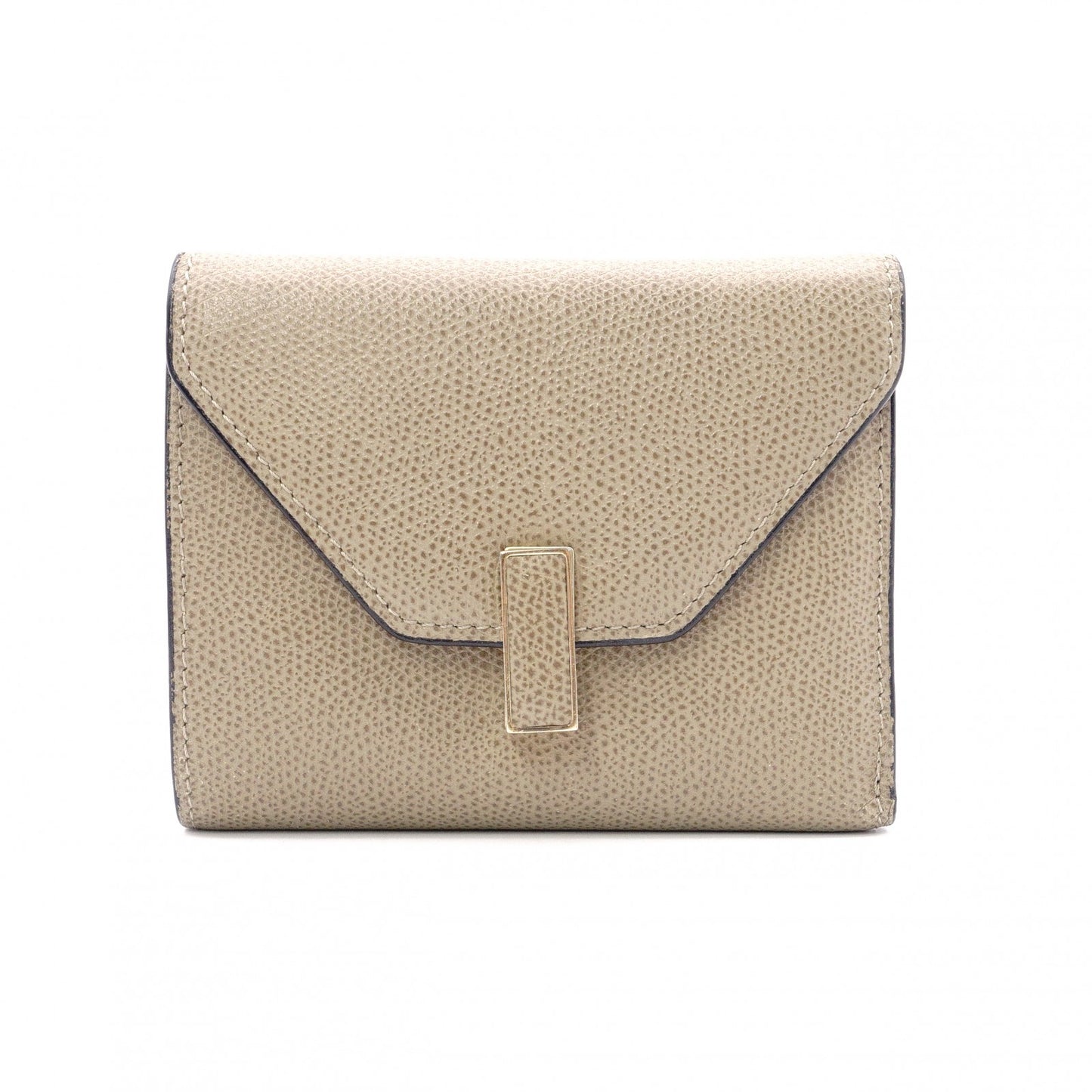 Valextra Iside Wallet, Tri-fold Wallet, Leather, Beige, Gold Hardware, Wallet