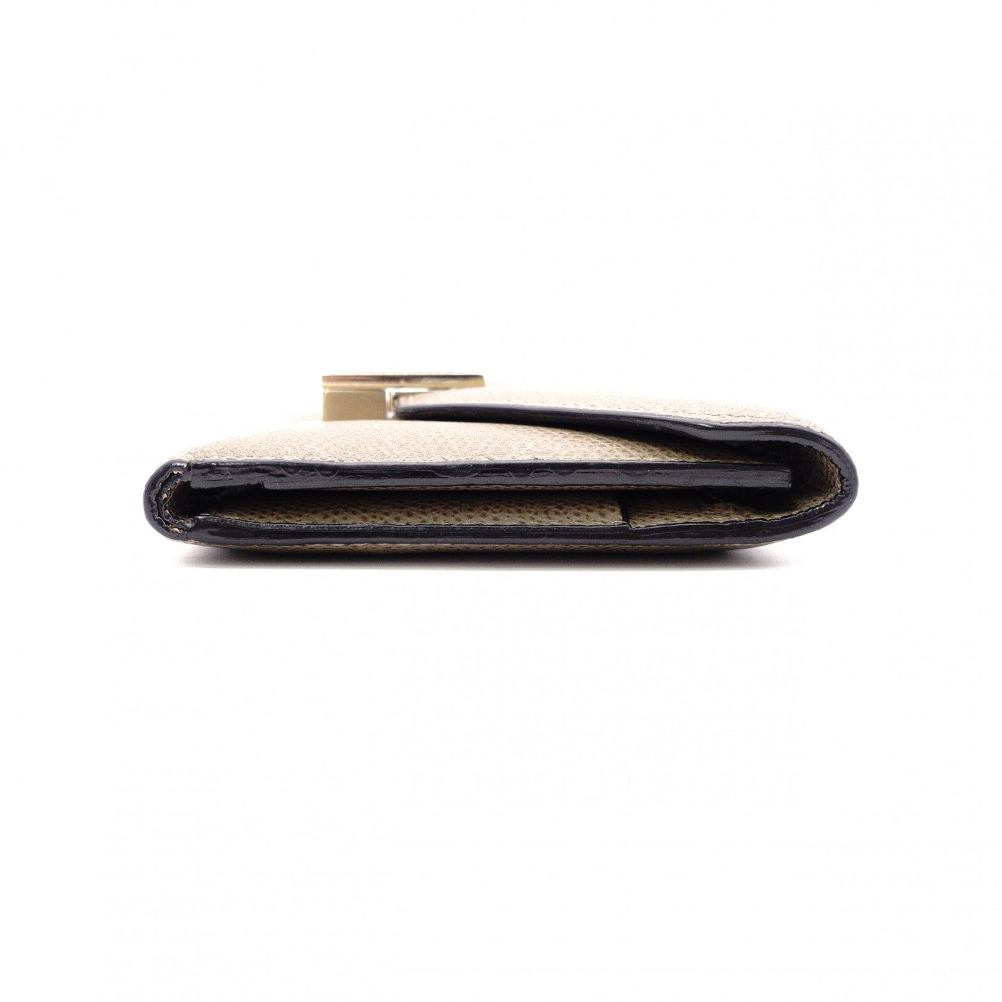 Valextra Iside Wallet, Tri-fold Wallet, Leather, Beige, Gold Hardware, Wallet