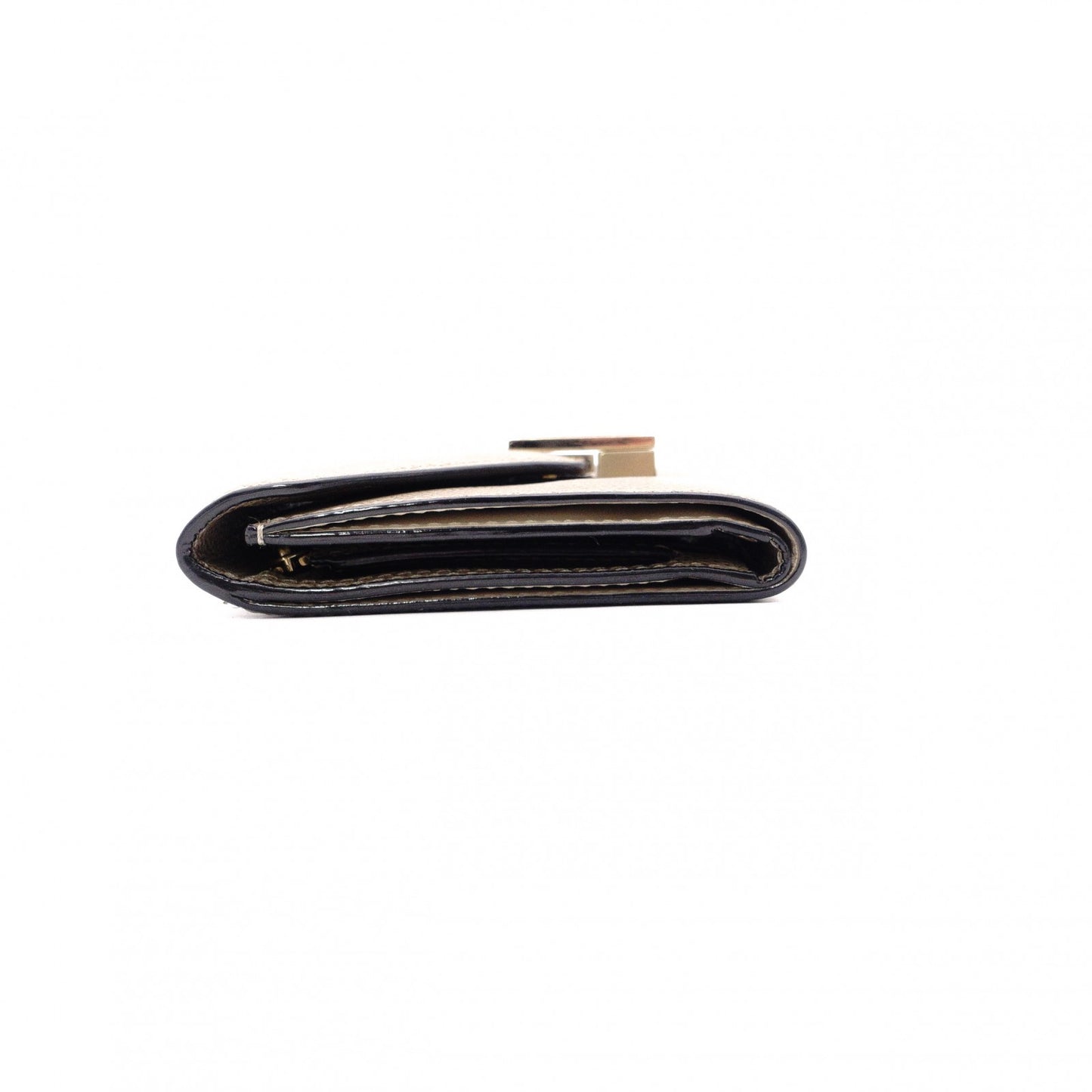 Valextra Iside Wallet, Tri-fold Wallet, Leather, Beige, Gold Hardware, Wallet