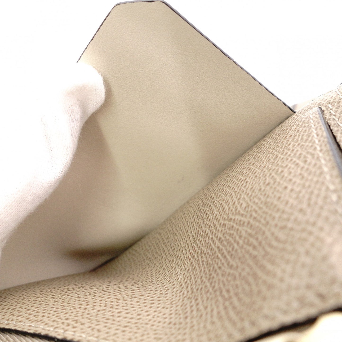 Valextra Iside Wallet, Tri-fold Wallet, Leather, Beige, Gold Hardware, Wallet