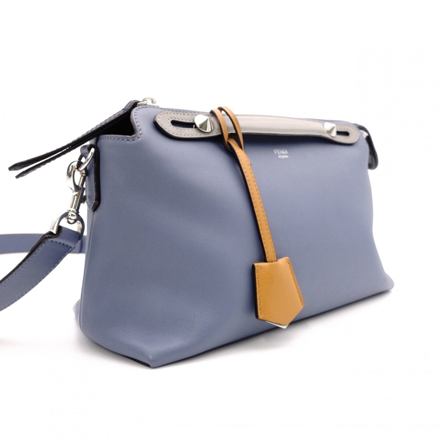 FENDI By the Way Handbag, Leather, Blue and Gray, 2-Way Crossbody