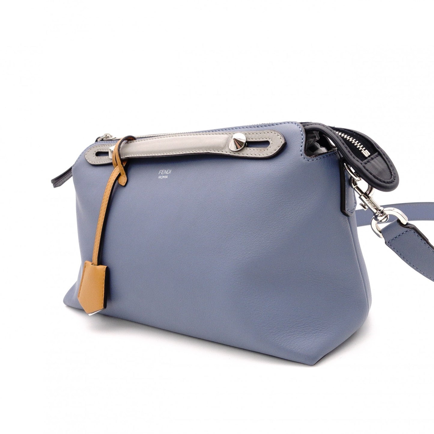 FENDI By the Way Handbag, Leather, Blue and Gray, 2-Way Crossbody