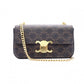 CELINE Claude Shoulder Bag, PVC, Brown, Logo, Gold Hardware