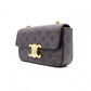 CELINE Claude Shoulder Bag, PVC, Brown, Logo, Gold Hardware