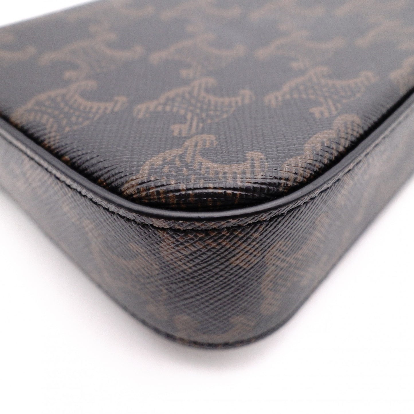 CELINE Claude Shoulder Bag, PVC, Brown, Logo, Gold Hardware