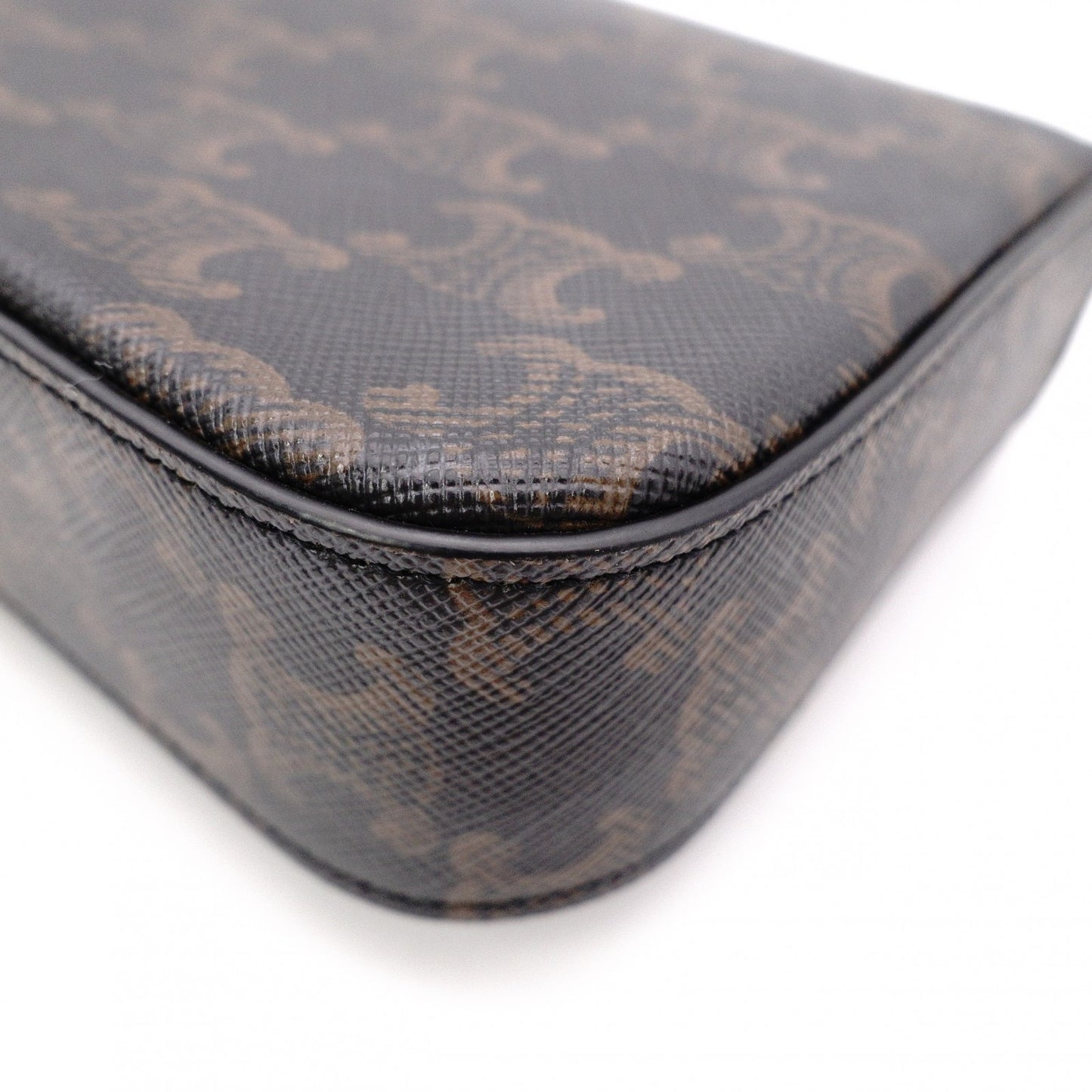 CELINE Claude Shoulder Bag, PVC, Brown, Logo, Gold Hardware