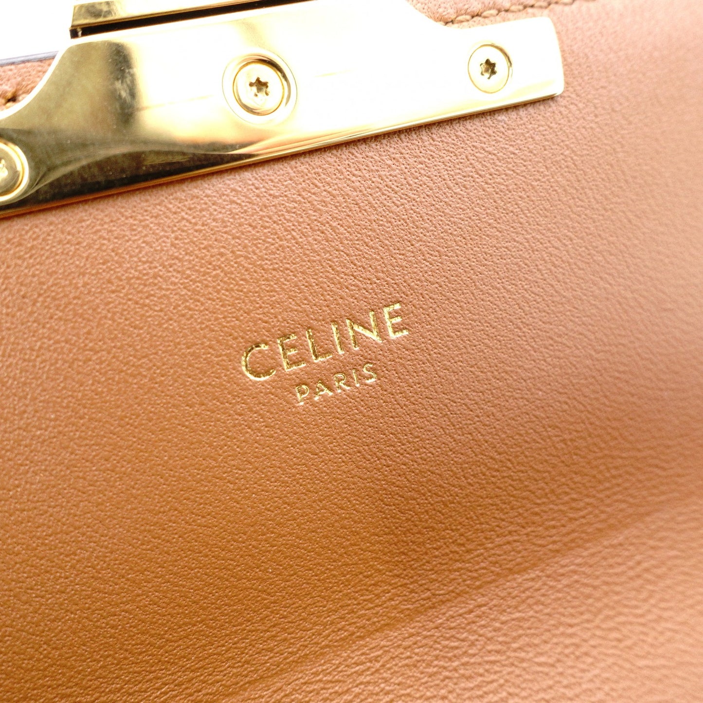 CELINE Claude Shoulder Bag, PVC, Brown, Logo, Gold Hardware