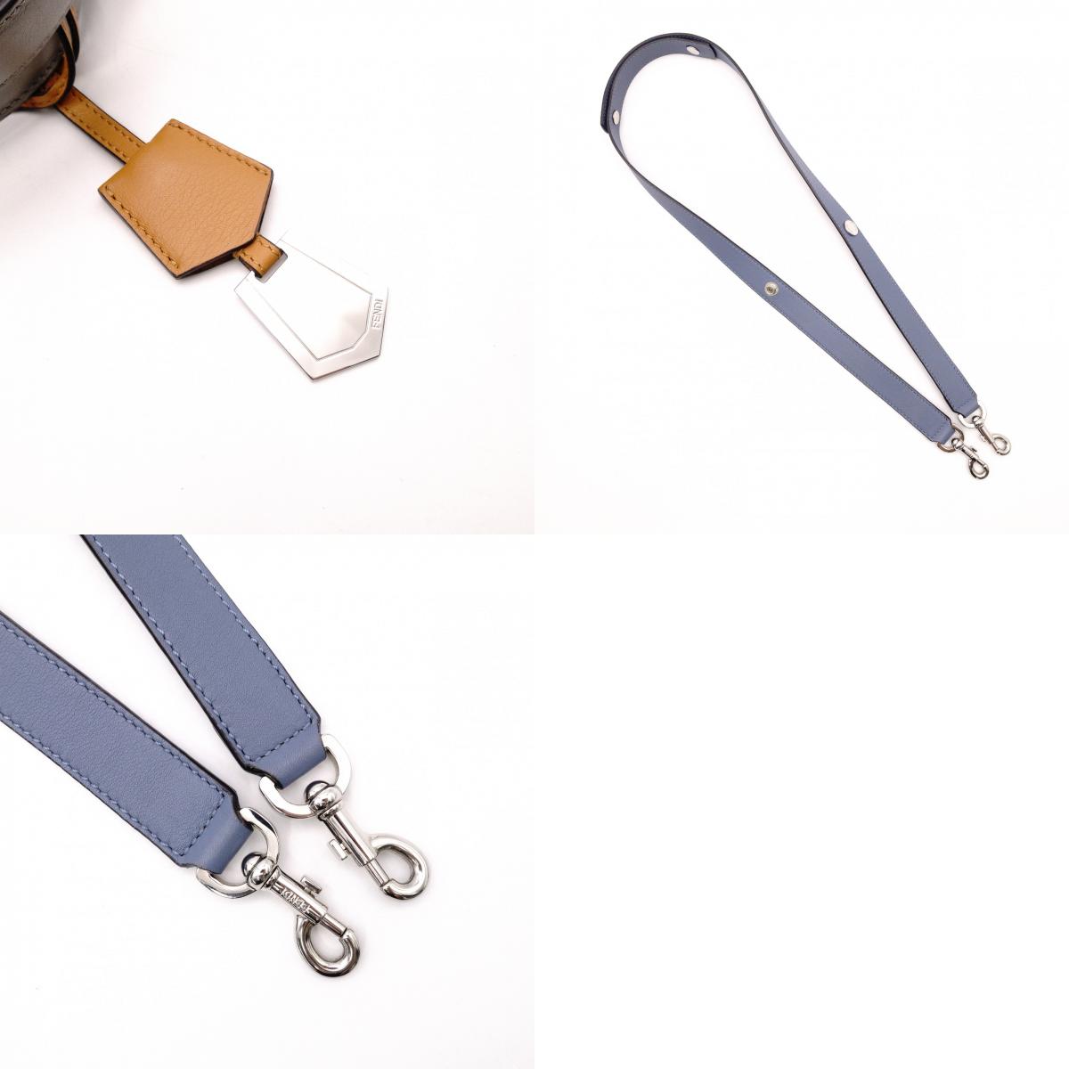 FENDI By the Way Handbag, Leather, Blue and Gray, 2-Way Crossbody
