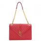 SAINT LAURENT Envelope Chevron Shoulder Bag, Leather, Red, Gold Hardware
