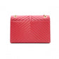 SAINT LAURENT Envelope Chevron Shoulder Bag, Leather, Red, Gold Hardware