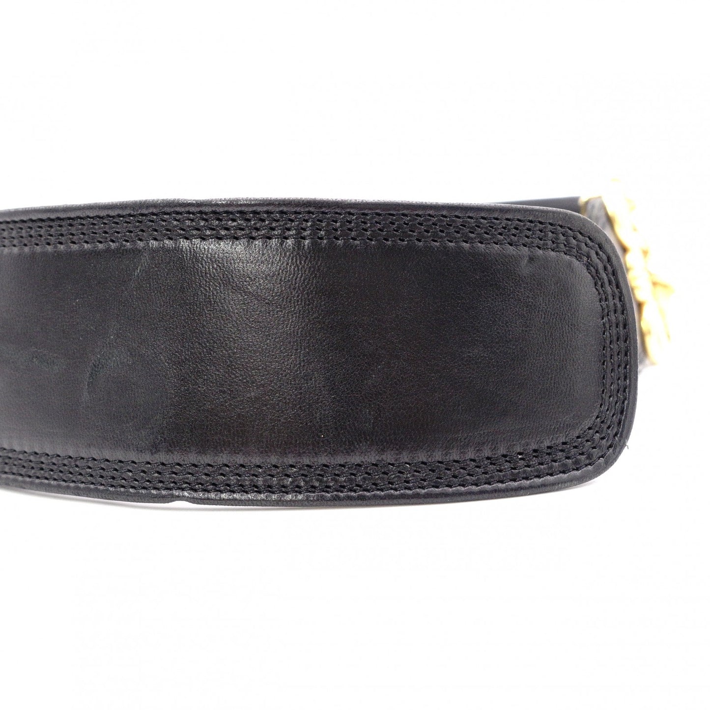 LOEWE Anagram Handbag, Leather, Black, Gold Hardware, Size 65, Wide Strap