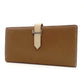 HERMES Béan Soufflé Beige × Brown Leather Silver Hardware □A Stamped Long Wallet Wallet 7-10-581
