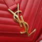 SAINT LAURENT Envelope Chevron Shoulder Bag, Leather, Red, Gold Hardware