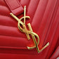 SAINT LAURENT Envelope Chevron Shoulder Bag, Leather, Red, Gold Hardware