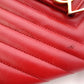 SAINT LAURENT Envelope Chevron Shoulder Bag, Leather, Red, Gold Hardware