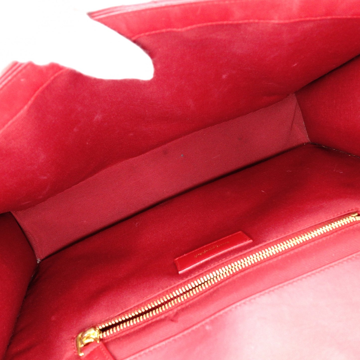 SAINT LAURENT Envelope Chevron Shoulder Bag, Leather, Red, Gold Hardware