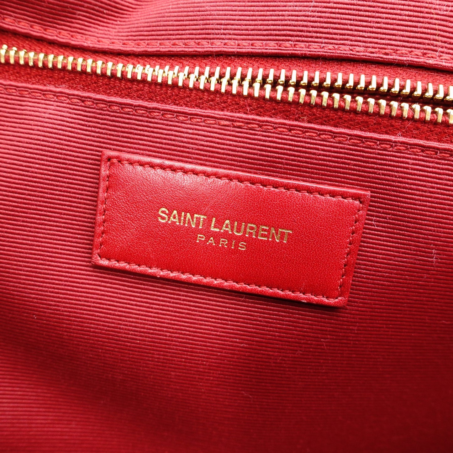 SAINT LAURENT Envelope Chevron Shoulder Bag, Leather, Red, Gold Hardware