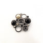 CHANEL Coco Mark Brooch with Faux Pearls, Gripois, Black × Gunmetal CC Mark, with Comets, 7-8-500