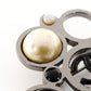 CHANEL Coco Mark Brooch with Faux Pearls, Gripois, Black × Gunmetal CC Mark, with Comets, 7-8-500