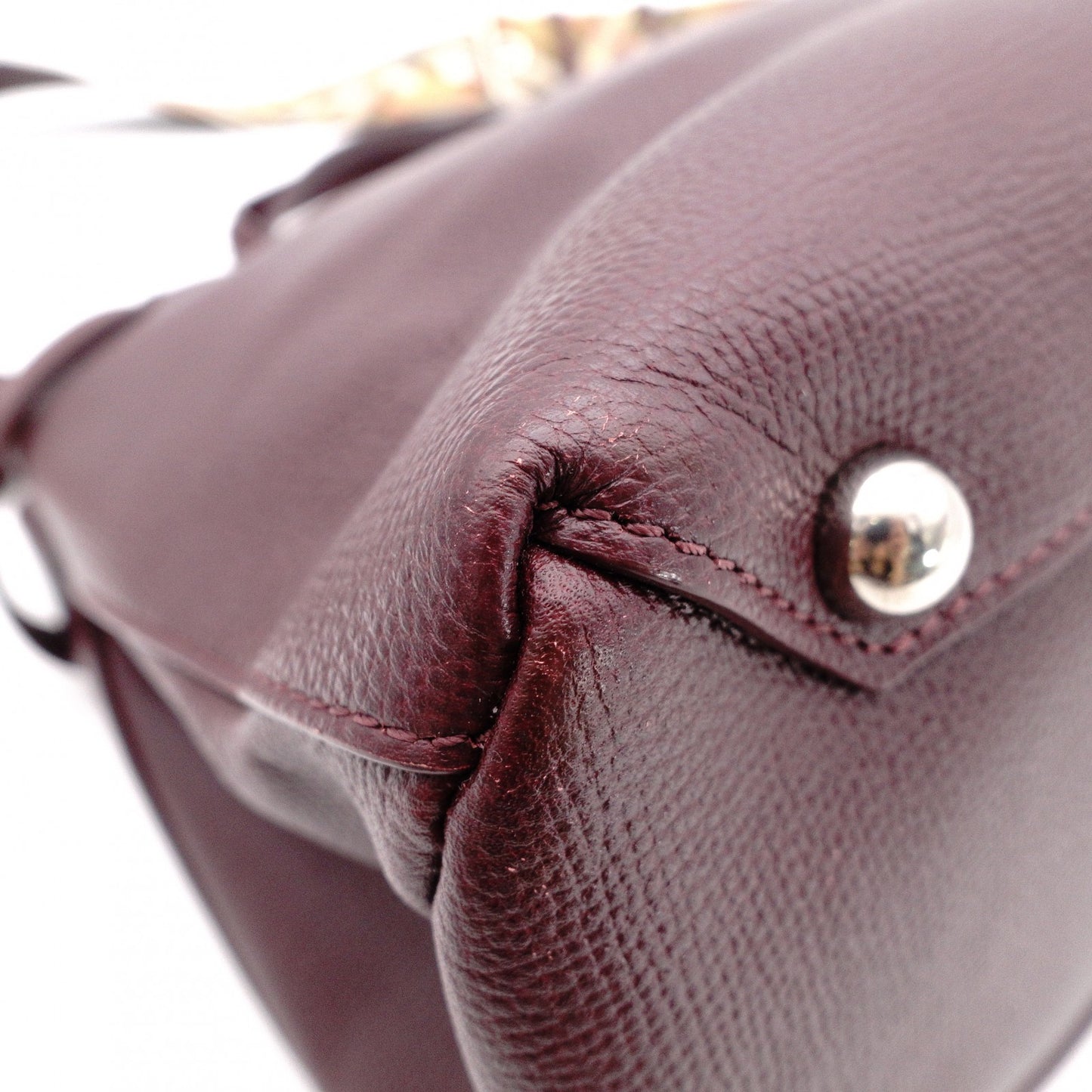 BURBERRY Banner Handbag, Leather, Maroon (Red), 2-Way Crossbody