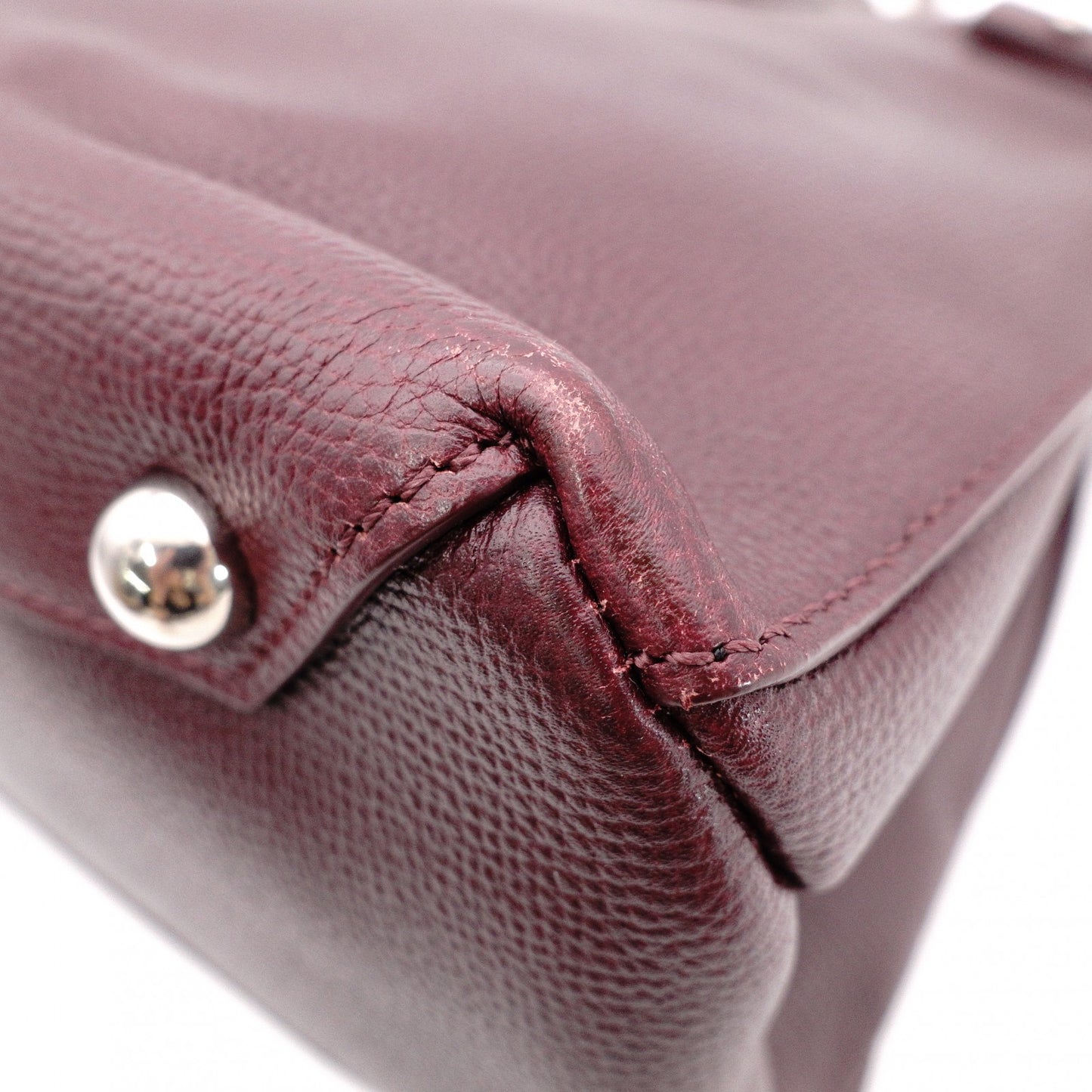 BURBERRY Banner Handbag, Leather, Maroon (Red), 2-Way Crossbody