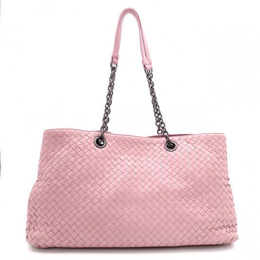 Bottega Veneta Intrecciato Shoulder Bag, Leather, Pink, Chain
