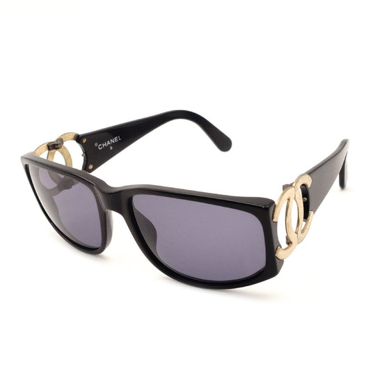 CHANEL Coco Mark Sunglasses Black Non-Prescription 02461 94305 CC Logo Gold Hardware 7-10-331