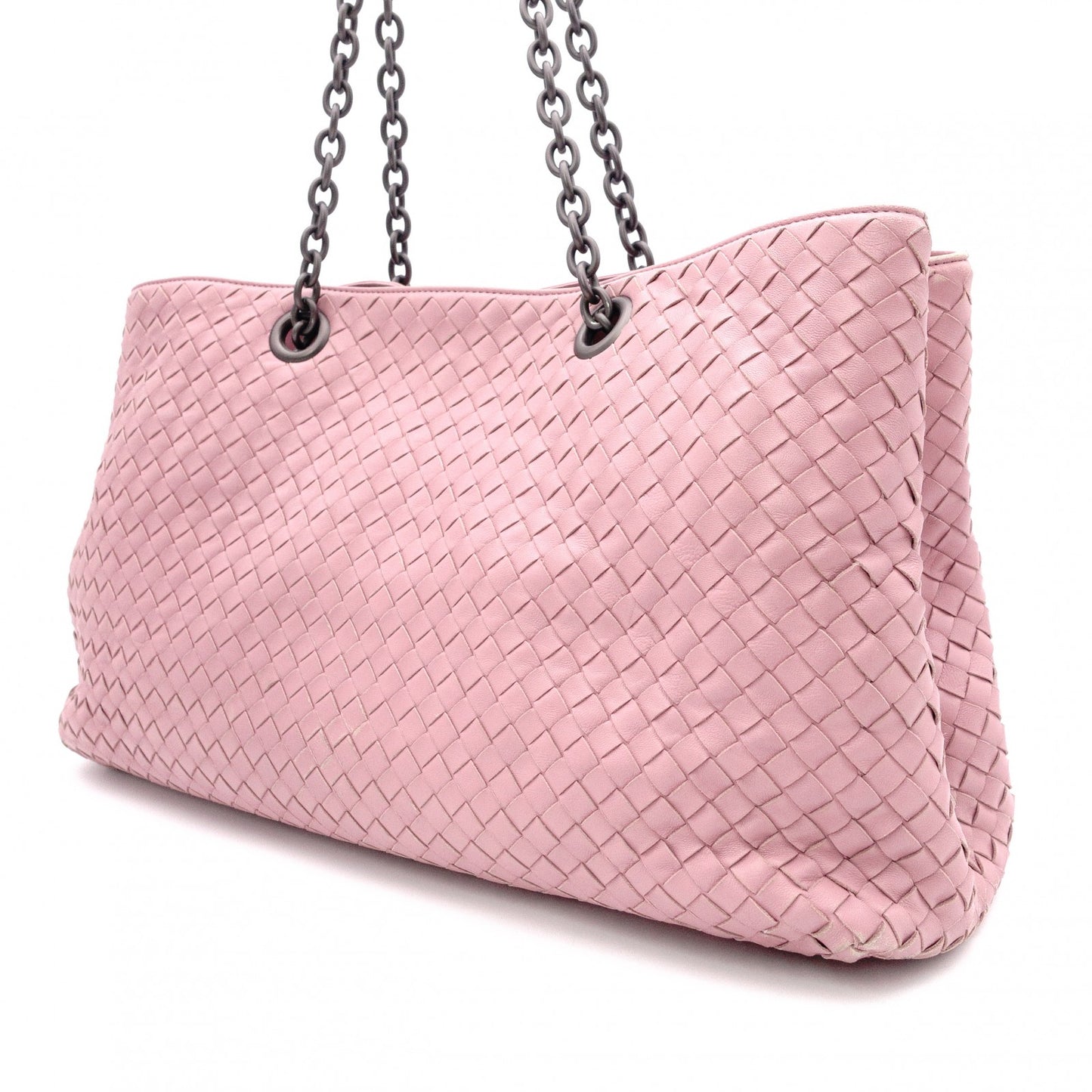 Bottega Veneta Intrecciato Shoulder Bag, Leather, Pink, Chain