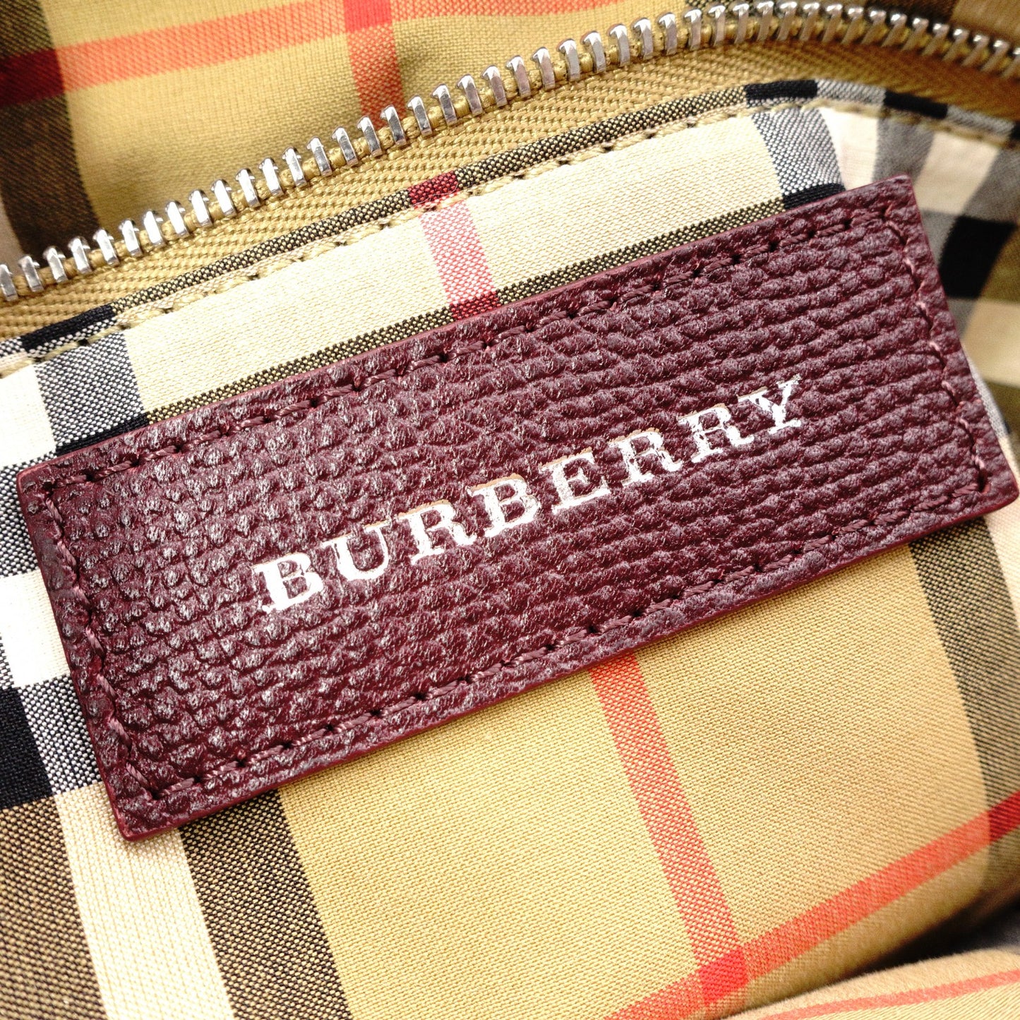 BURBERRY Banner Handbag, Leather, Maroon (Red), 2-Way Crossbody