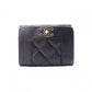 CHANEL Caviar Skin Mademoiselle Tri-fold Wallet, Leather, Black, Gold Hardware, CC Logo