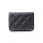 CHANEL Caviar Skin Mademoiselle Tri-fold Wallet, Leather, Black, Gold Hardware, CC Logo