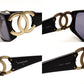 CHANEL Coco Mark Sunglasses Black Non-Prescription 02461 94305 CC Logo Gold Hardware 7-10-331