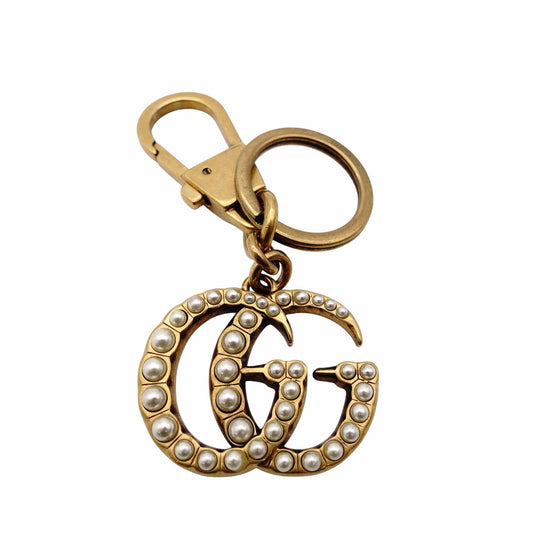 GUCCI Charm Metal Faux Pearl Gold Key Charm