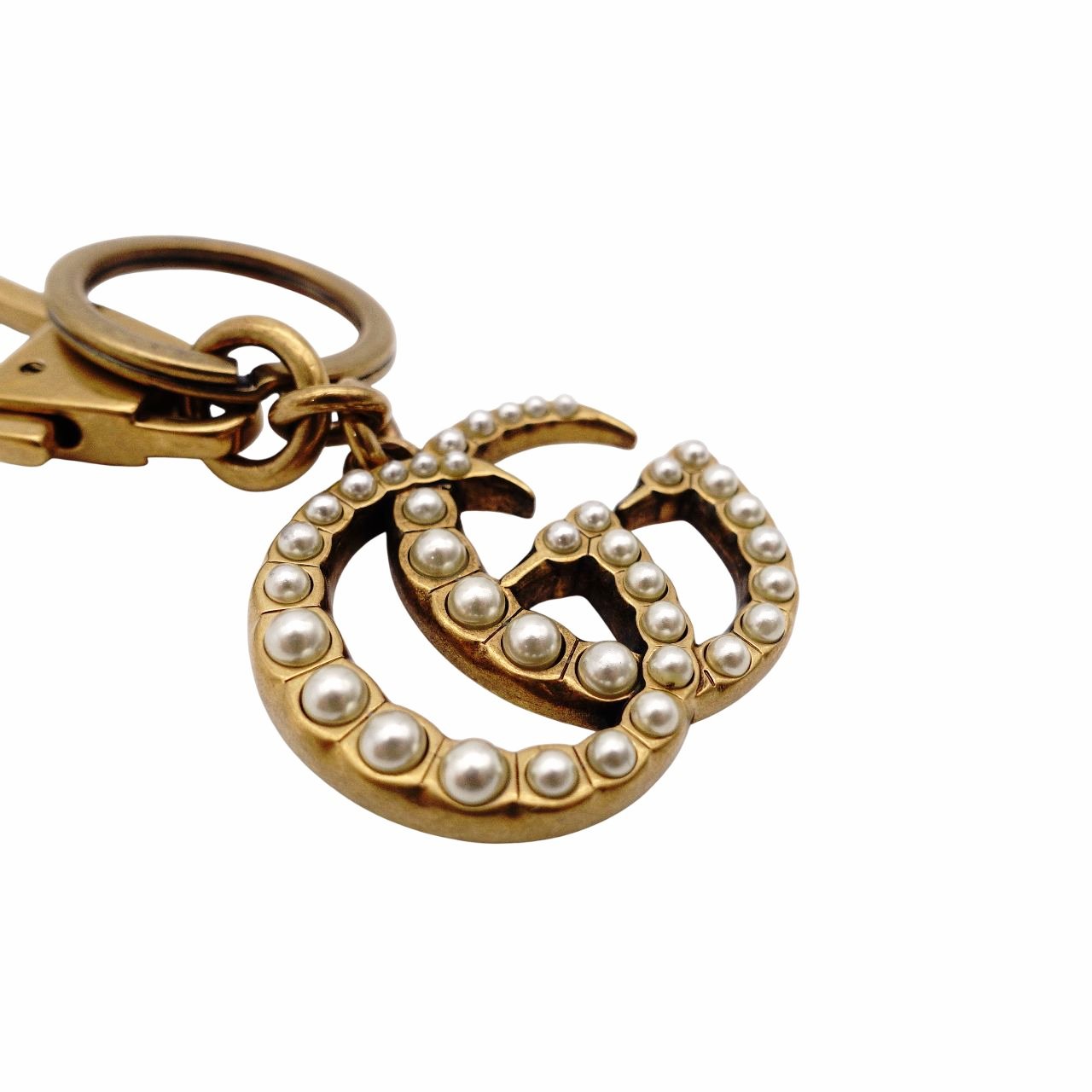 GUCCI Charm Metal Faux Pearl Gold Key Charm