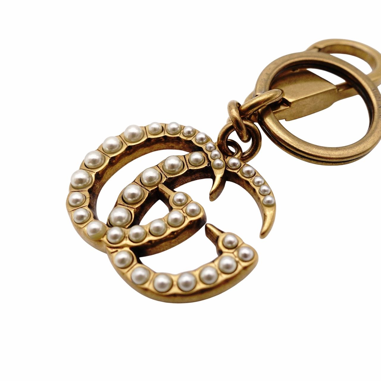 GUCCI Charm Metal Faux Pearl Gold Key Charm