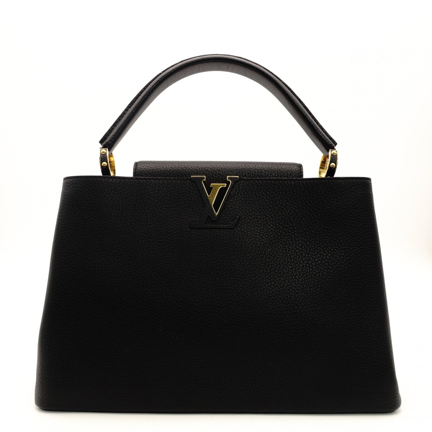 LOUIS VUITTON Capucines MM Handbag Black × Pink Leather Black 7-9-163