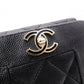 CHANEL Caviar Skin Mademoiselle Tri-fold Wallet, Leather, Black, Gold Hardware, CC Logo