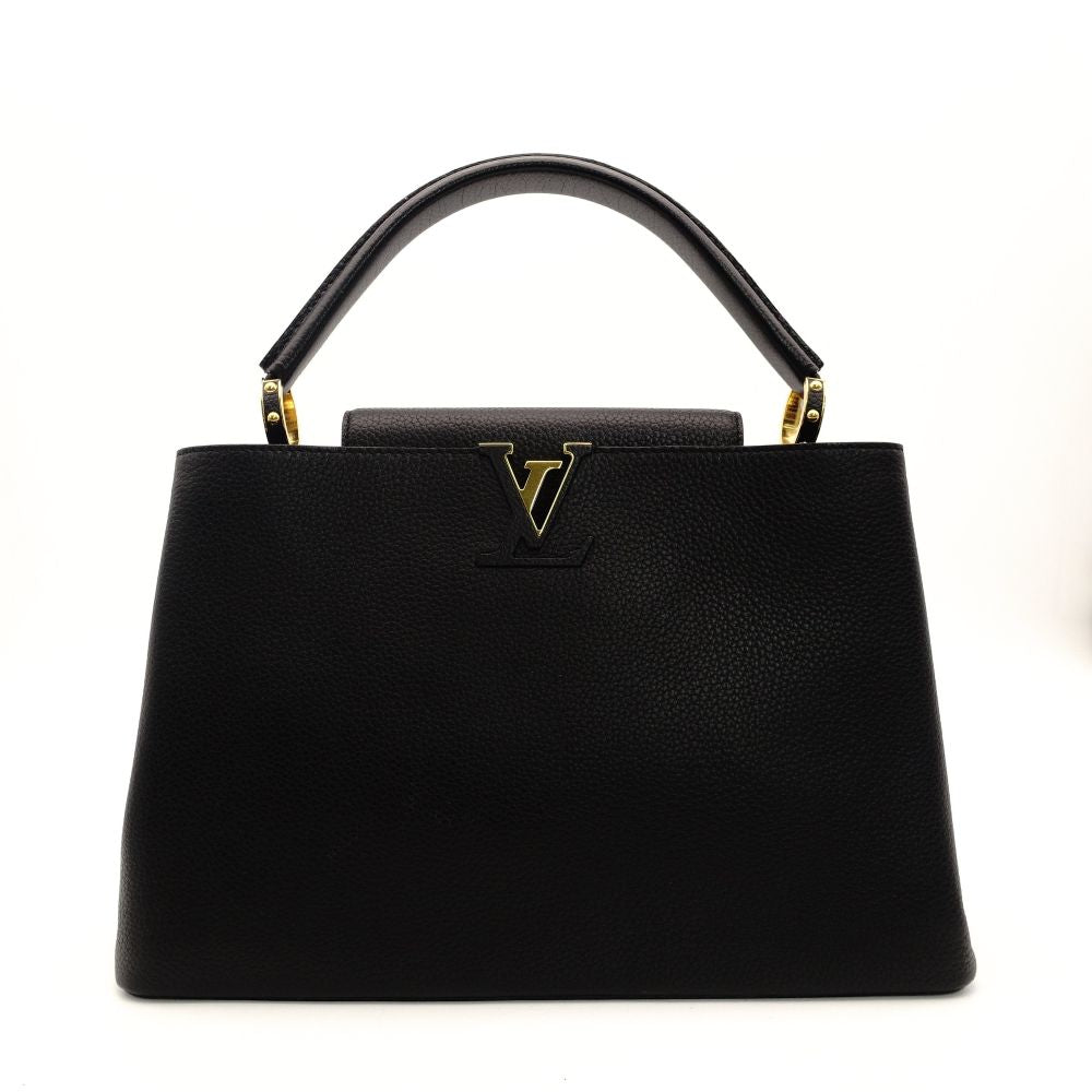 LOUIS VUITTON Capucines MM Handbag Black × Pink Leather Black 7-9-163