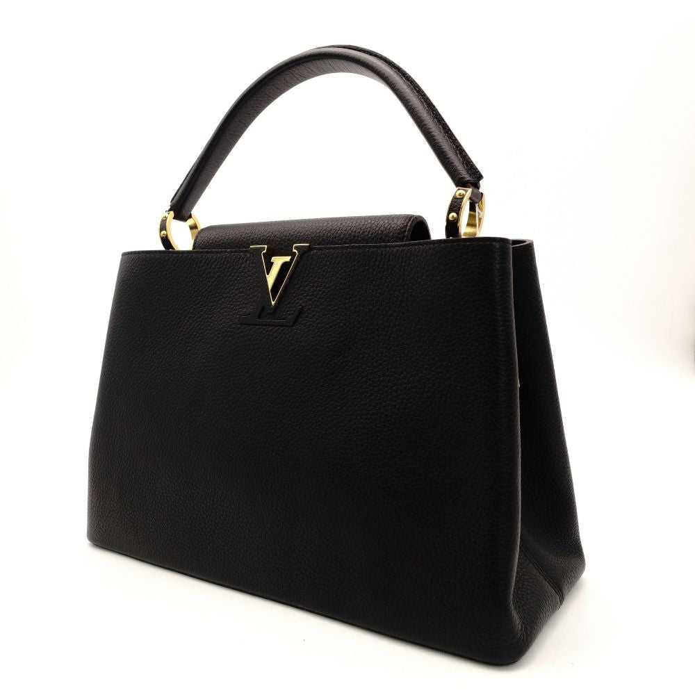 LOUIS VUITTON Capucines MM Handbag Black × Pink Leather Black 7-9-163