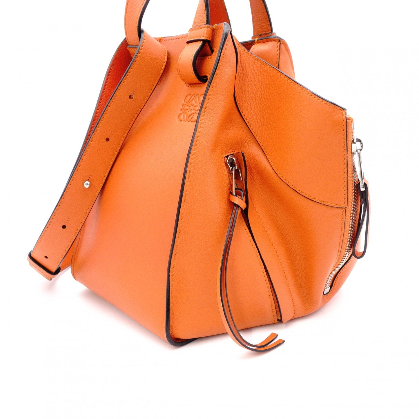 LOEWE Hammock Small Shoulder Bag, Leather, Orange, 2-Way Crossbody, Anagram