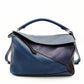 LOEWE Puzzle Bag Medium Handbag Leather Blue × Purple × Black 2-Way Shoulder 7-10-272