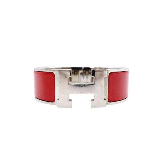 Hermès Click H Bracelet Metal Silver Red